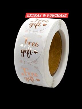 Round Gold "Free Gift"-White with Rose Gold Foil and Hearts/3 Random Polymailers